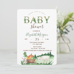 Invitación Granja de animales en acuarela Oveja Gato Baby Sho