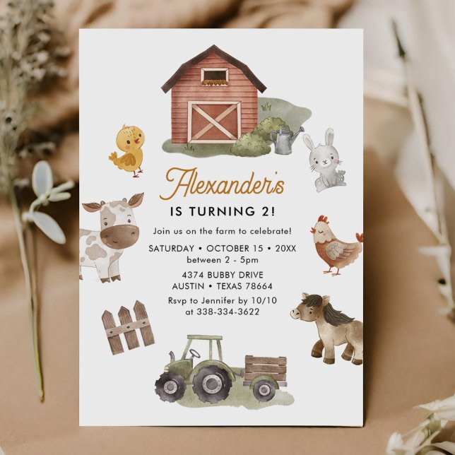 Invitación Granja de animales Fiesta del segundo cumpleaños (Subido por el creador)