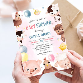 Invitación Granja de animales Globos Barnyard Baby Shower