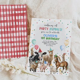 Invitación Granja de animales Globos Barnyard Boys Fiesta de 