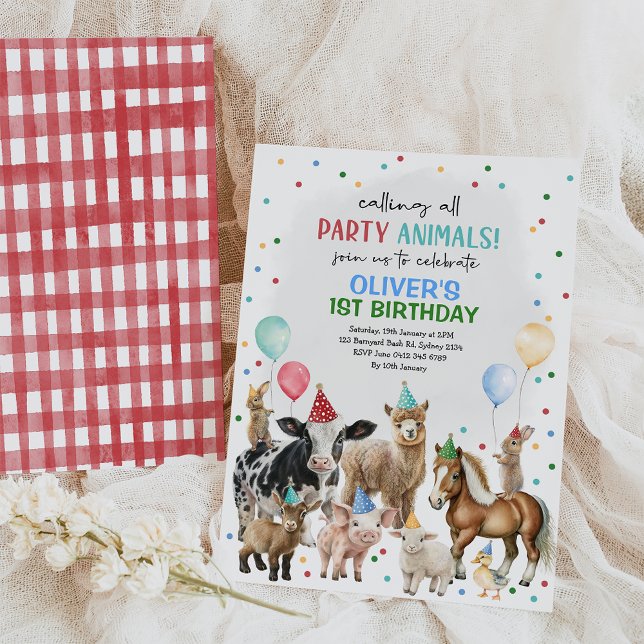 Invitación Granja de animales Globos Barnyard Boys Fiesta de  (Subido por el creador)