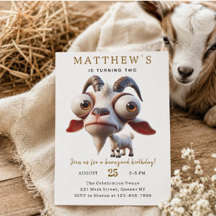 Invitación Granja de animales lindos cabra Cumpleaños 2 años