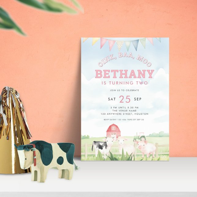 Invitación Granja de Animales Oink Baa Moo Fiesta de Cumpleañ (Subido por el creador)