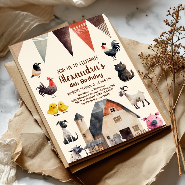 Invitación Granja de Animales para Niños Granjero Fiesta de C (Subido por el creador)