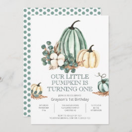 Invitación Granja de Calabaza de Otoño Primer Fiesta de Cumpl