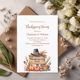 Invitación Granja de calabazas para la cena de Acción de Grac