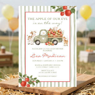 Invitación Granja de Camiones para Baby Shower Manzana de Nue