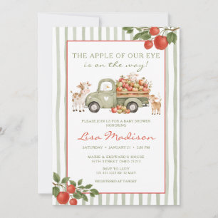 Invitación Granja de Camiones para Baby Shower Manzana de Nue