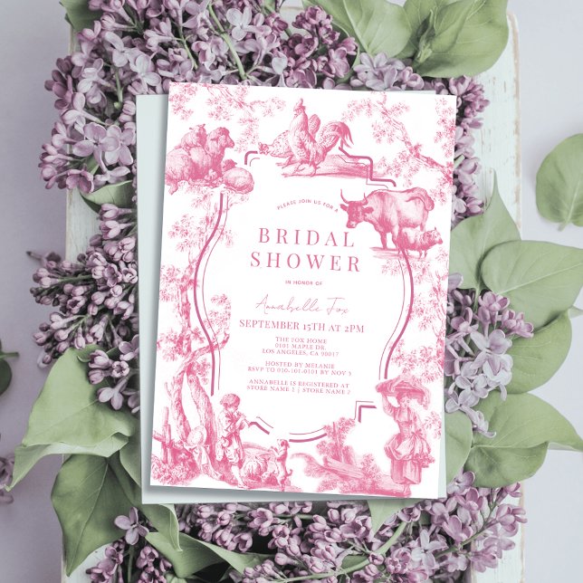Invitación Granja de campo rosa francesa, ducha de novias (Subido por el creador)