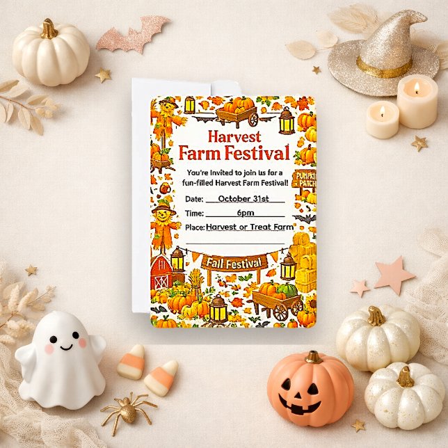 Invitación Granja de Cosecha Acuarela Naranja Rústica (Subido por el creador)