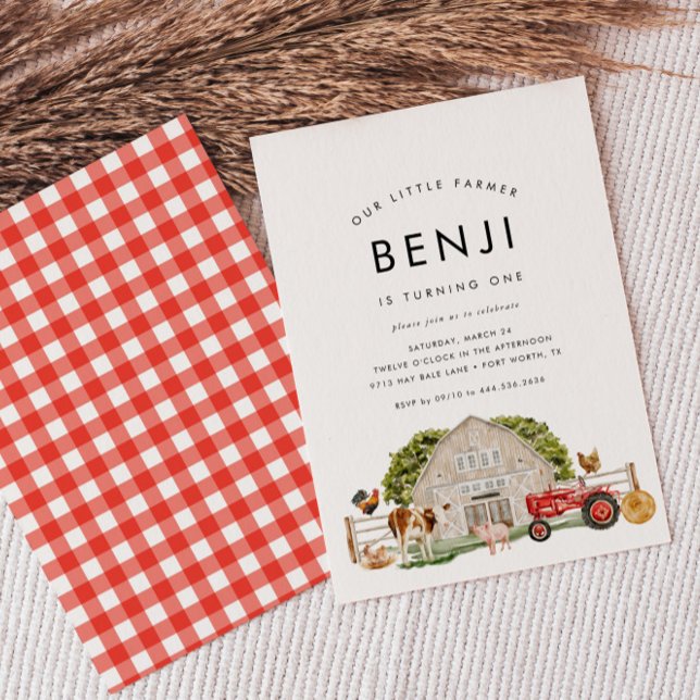 Invitación Granja de cría de animales Fiesta de primer cumple (Subido por el creador)