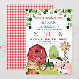 Invitación Granja de cultivo de tractores verdes de granjas r