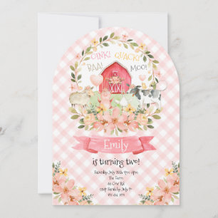 Invitación Granja de cumpleaños 2º de Baa OinkQuack Moo