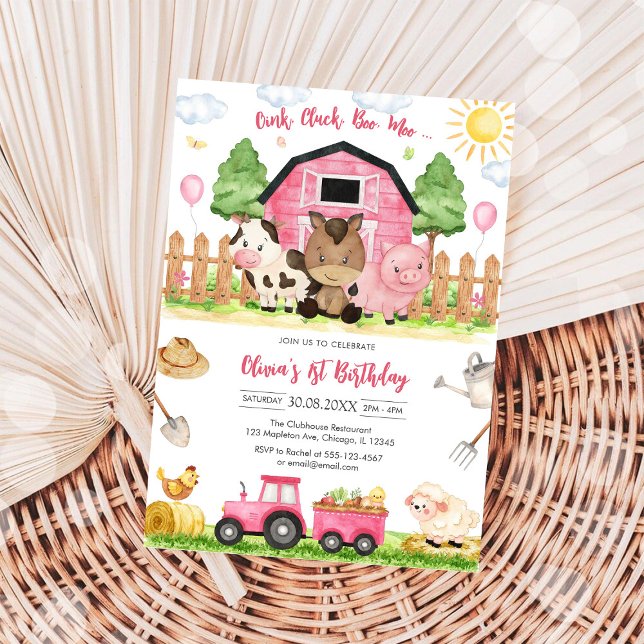 Invitación Granja de Cumpleaños Animales Oink Baa Quack Moo (Subido por el creador)