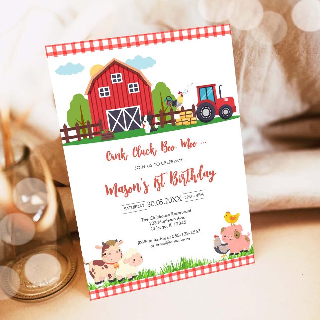 Invitación Granja de Cumpleaños Animales Oink Baa Quack Moo (Subido por el creador)