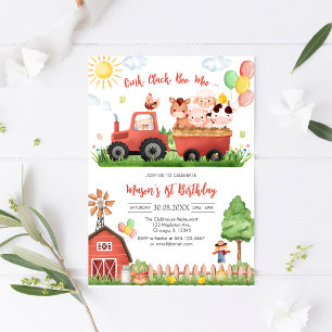 Invitación Granja de Cumpleaños Animales Oink Baa Quack Moo