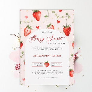 Invitación Granja de Dulces Bayas Arte Acuarela Shower de Beb