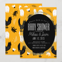 Granja de Gallos Rústicos Patrón Dibujado a Mano