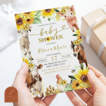 Granja de girasoles animales verano Baby Shower