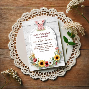 Invitación Granja de Girasoles del Cerdito Baby Shower