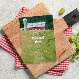 Invitación Granja de granero rojo a mesa restaurante gran ape