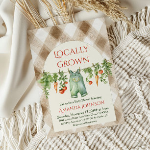 Invitación Granja de línea de ropa rústica de Baby Shower cul