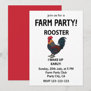 Invitación Granja de mascotas de gallos me despierto temprano