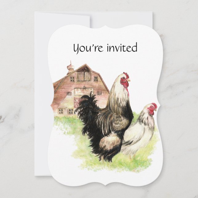 Invitación Granja de pollo de fiesta de cumpleaños con fecha  (Anverso)