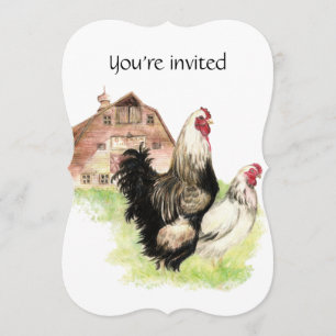 Invitación Granja de pollo de fiesta de cumpleaños con fecha 