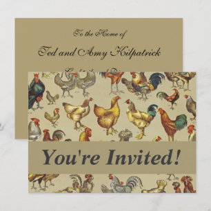 Invitación Granja de pollo de gallo