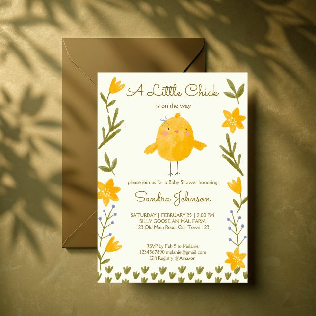 Invitación Granja de pollos animales caprichosos baby shower (Chicken farm animals whimsical spring baby shower invitation template instant download)