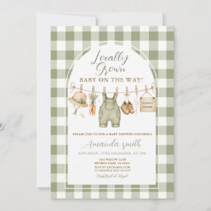 Invitación Granja de Salvia Gingham Baby Shower de Producción