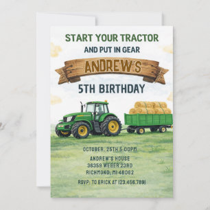Invitación Granja de Tractor de Niños Personalizada Cumpleaño