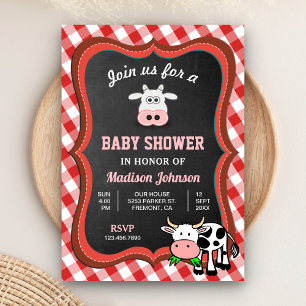 Invitación Granja de Vaca Adorable Baby Shower