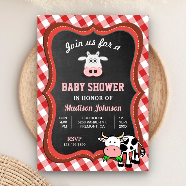 Invitación Granja de Vaca Adorable Baby Shower (Subido por el creador)
