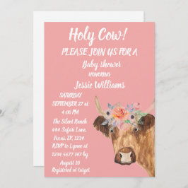 Invitación Granja de vaca dulce, bebé, flor occidental