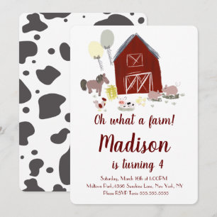 Invitación Granja de Vacas Cumpleaños de la Niña