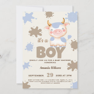 Invitación Granja de vacas sagradas niño baby shower