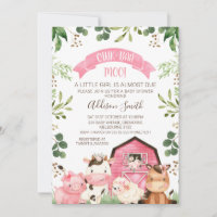Granja de vegetación floral rosa y Baby Shower de