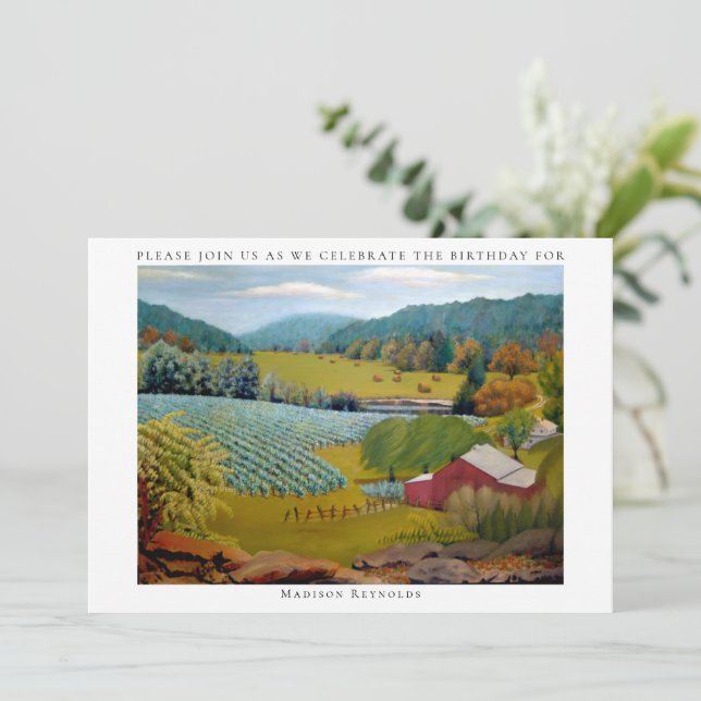 Invitación Granja de viñedo hermoso cumpleaños  (Anverso de pie)