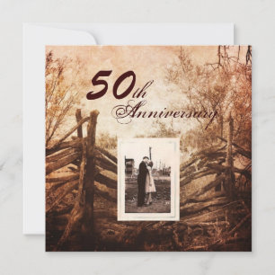 Invitación granja del país occidental aniversario de bodas 50