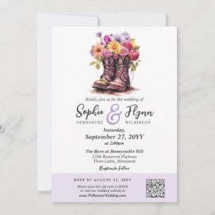Invitación Granja floral Boots Rústico Barn Boda Combo RSVP +