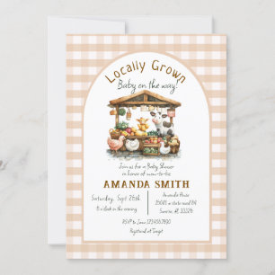 Invitación Granja Gingham Market Baby Shower de crecimiento l
