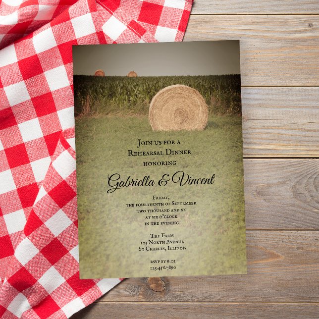 Invitación Granja Hay Bales de campo Ensayo de casamiento Cen (Subido por el creador)