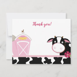 Invitación Granja lechera rosa Llanura Gracias notas