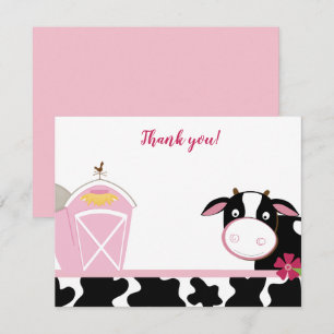 Invitación Granja lechera rosa Llanura Gracias notas