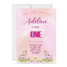 Invitación granja niña UNO