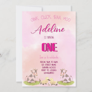 Invitación granja niña UNO