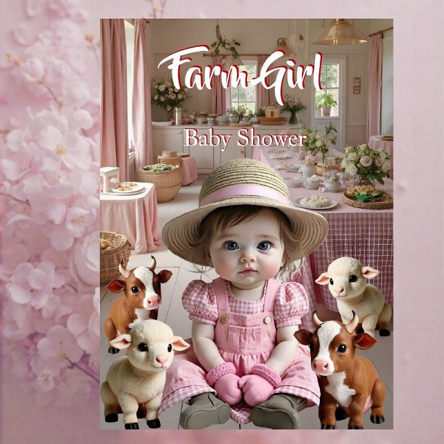 Invitación Granja rosa de animales de granja de Baby Shower (Subido por el creador)