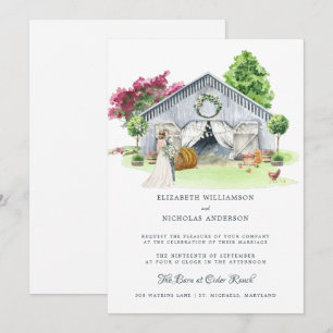 Invitación Granja rural rústica   Elegante Boda de granero